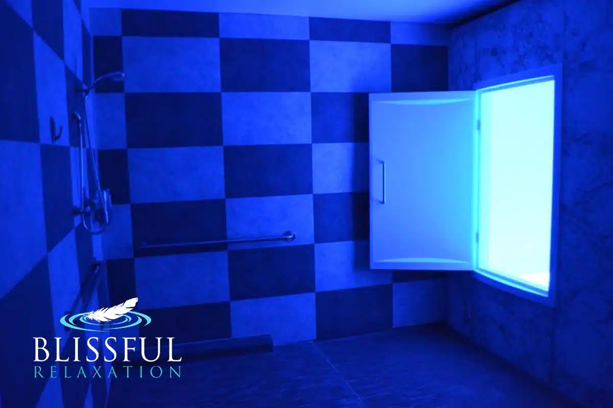An open glowing door to an Ocean Float Room