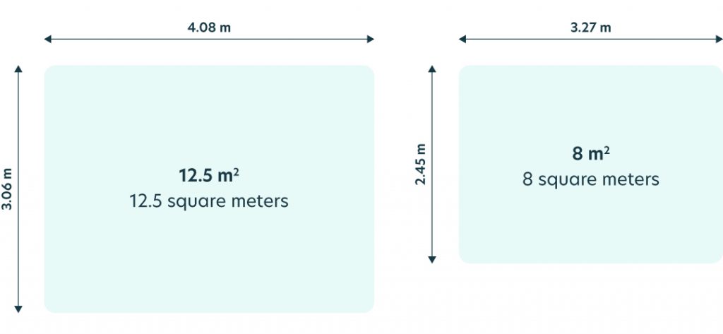side by side square meter comparsion